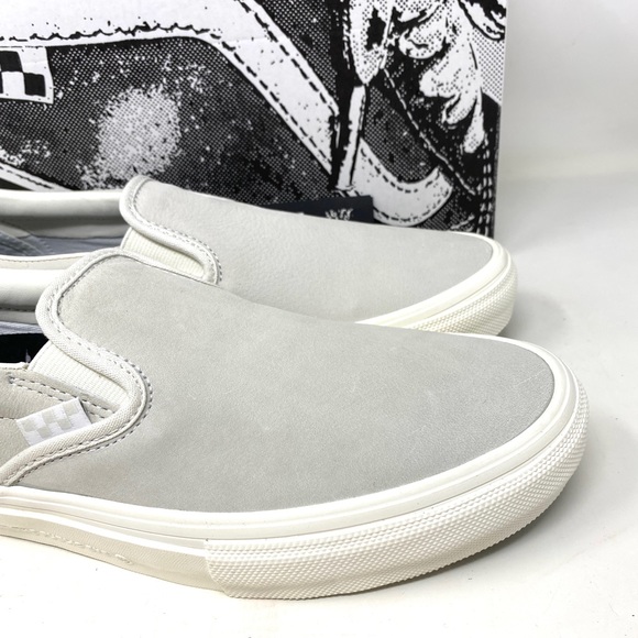 VANS Skate Slip On Public Grey White Low Top Suede Women’s Sneakers VN0A5FCA9CZ - Picture 9 of 11